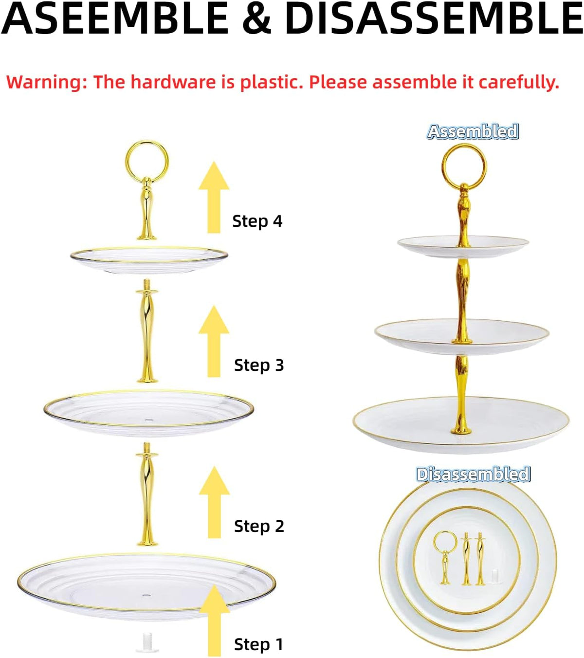 5 Pcs Dessert Table Stand Set - 2x Small 3 Tier Plastic Cupcake Display Stands Cookie Tray Rack Serving Tower & 3x Trays for Wedding Baby Shower Tea Party