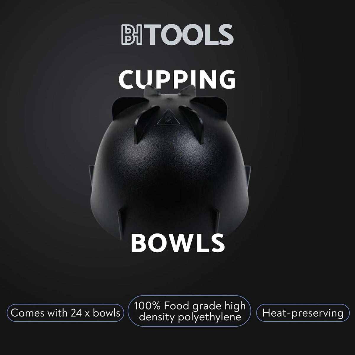 Black Coffee Cupping Bowls 200ml - Stackable Heat-Preserving Cups - Premium Material Ideal for Coffee Tasting, High-Density Polyethylene for Zero Taste Interference - Set of 12