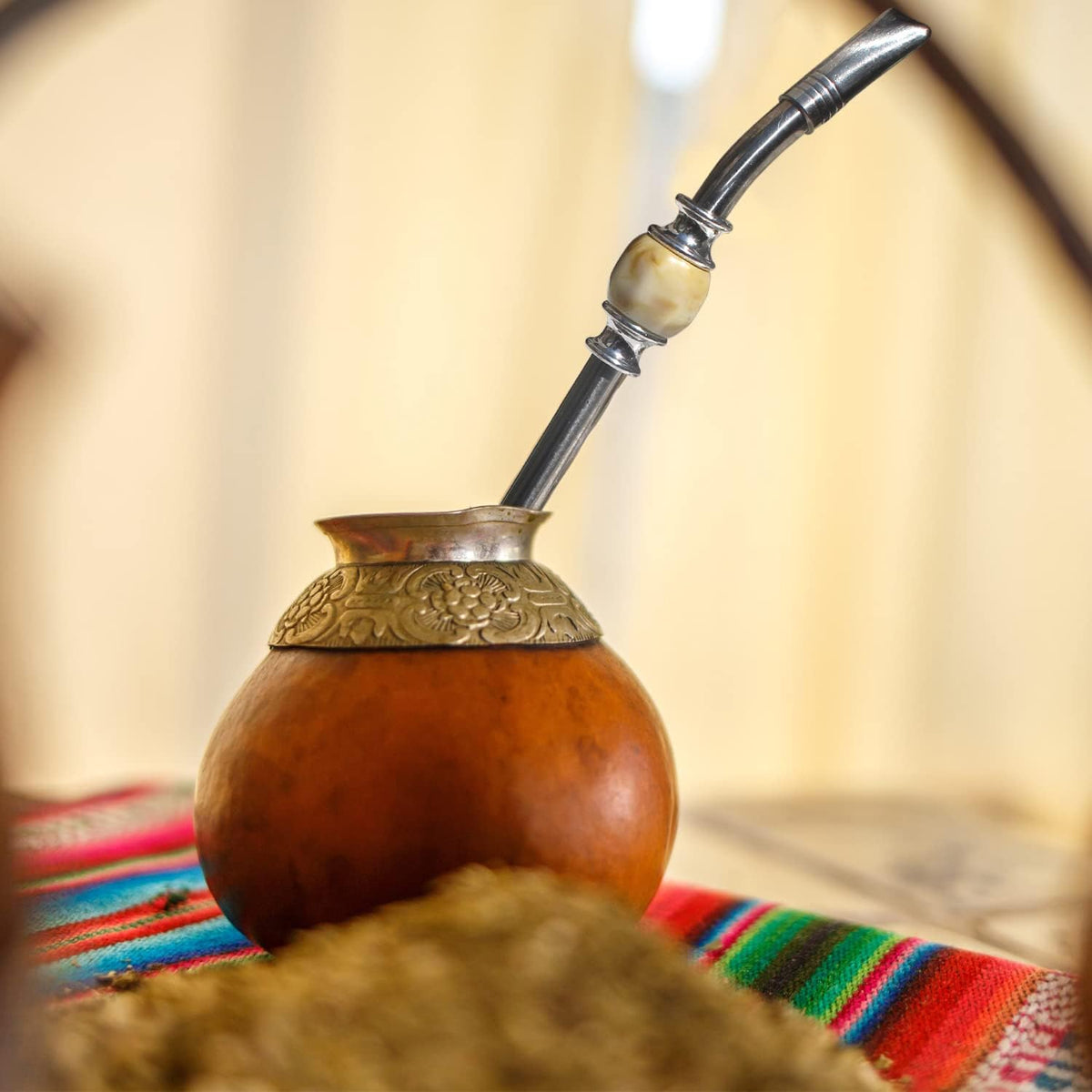 Reusable Bombilla Yerba Mate Straw - Stainless Steel Removable Spoon Style Filter with a Beautiful Bead - Metal Straw for Drinking Loose Leaf Tea, Coffee, Cocktails - Includes Cleaning Brush by Beruth