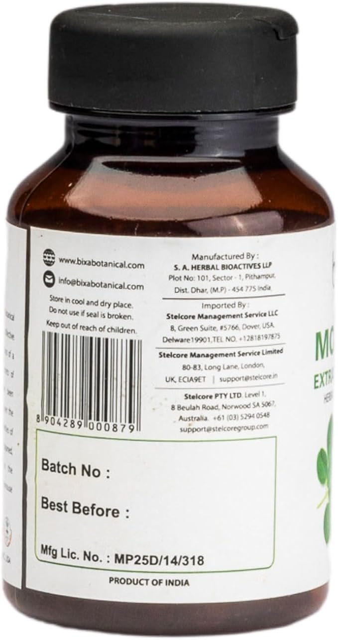 bixa BOTANICAL Moringa Leaf Extract Capsule (Moringa Oleifera) | Multi-Vitamin Green Super Food Supplement ǀ Pure Natural Nutrition Supplement- (60 Count(Pack of 1))