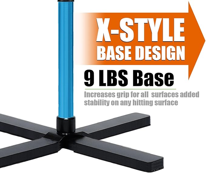 Baseball&Softball Tee,Batting Tee,Adjustable Height:25-37 inches，2 Flexible Top Rubber,X-Style Foldable&Heavy-Duty Base and Carrying Bag for Easy Store&Carrying