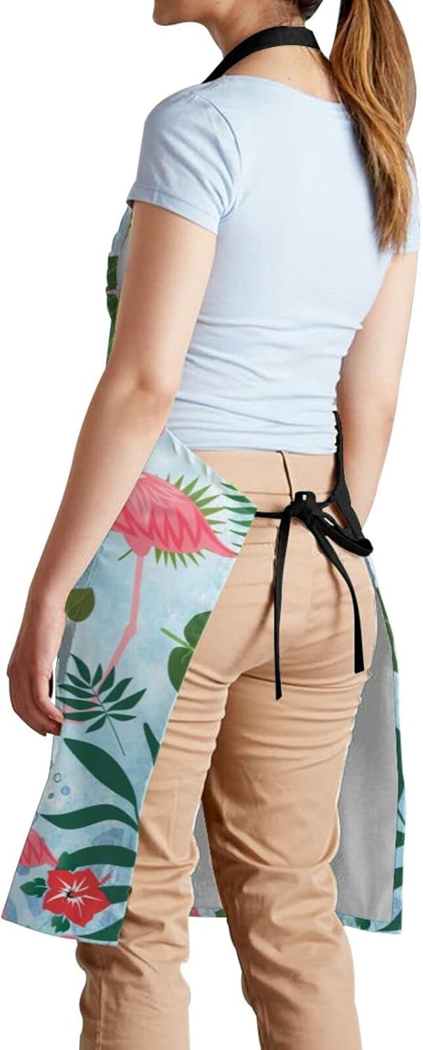 Flamingo Apron Baking Aprons Novelty Cooking Chef Gift Bbq Grilling With 2 Pockets Kitchen Apron
