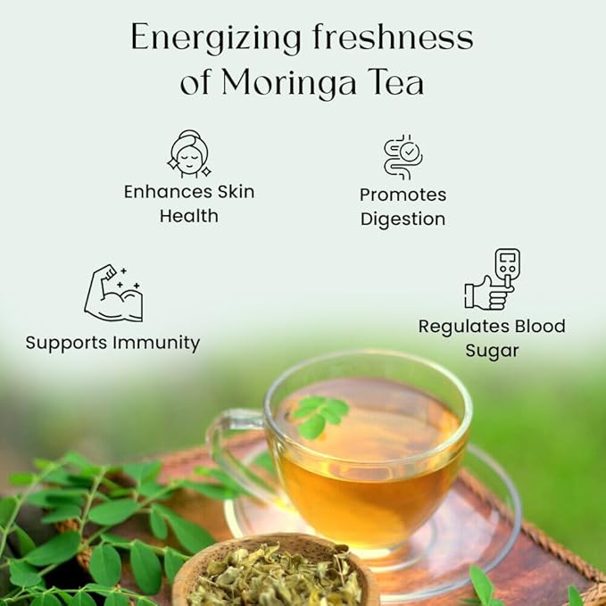 Blendart Moringa Tea Bags (100 Count) Caffeine Free, Pure Moringa Leaves | Sweet and Light Herbal Tea Bags