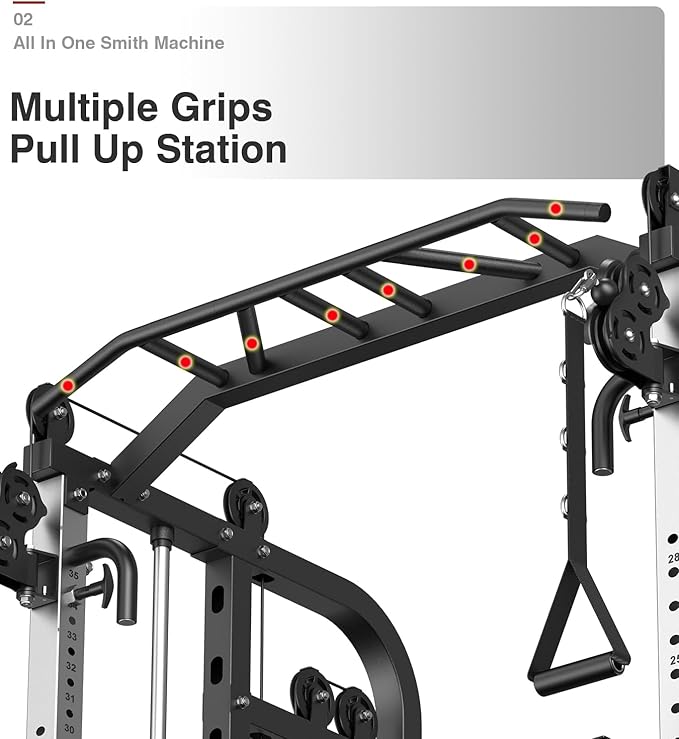 DONOW Smith Machine with Weight Stacks Power Cage Squat Rack Dual Cable Crossover Machine Home Gym Systems Station LAT Pull Down