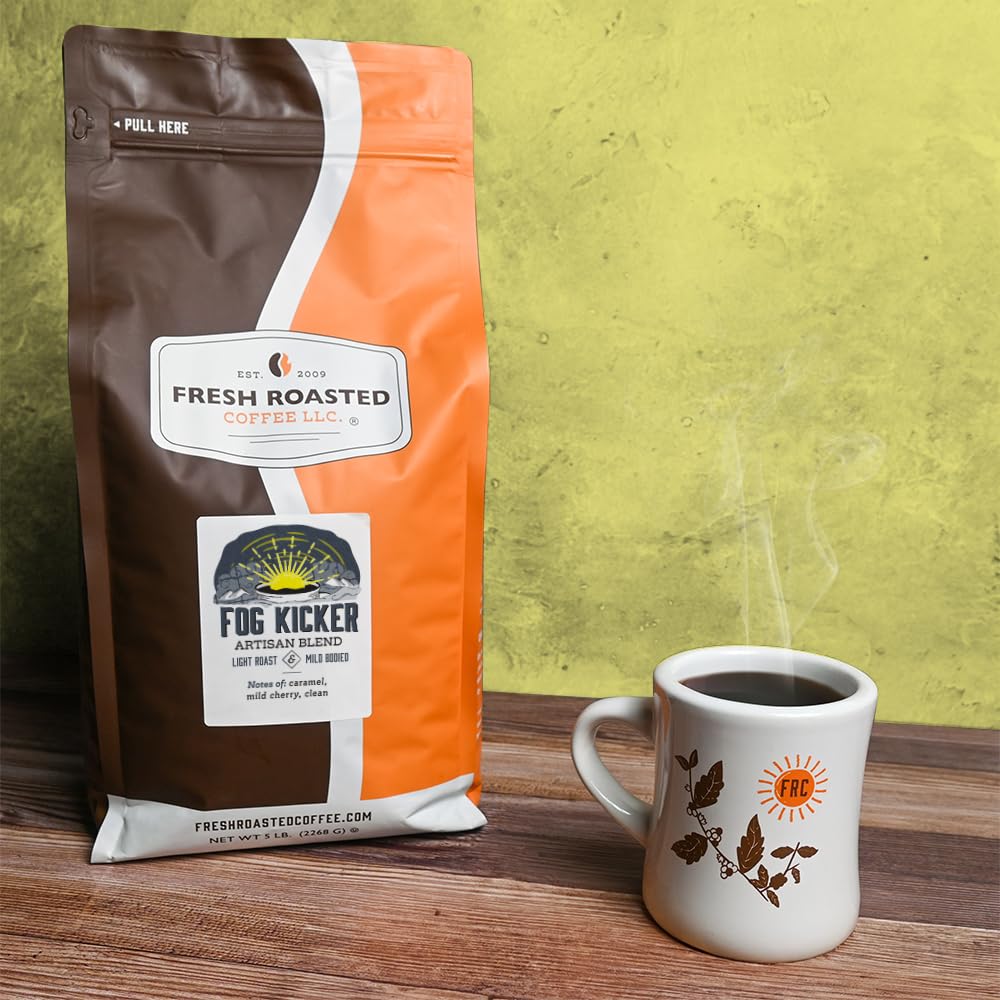 Fresh Roasted Coffee, Fog Kicker, 5 lb (80 oz), Light Roast, Kosher, Ground