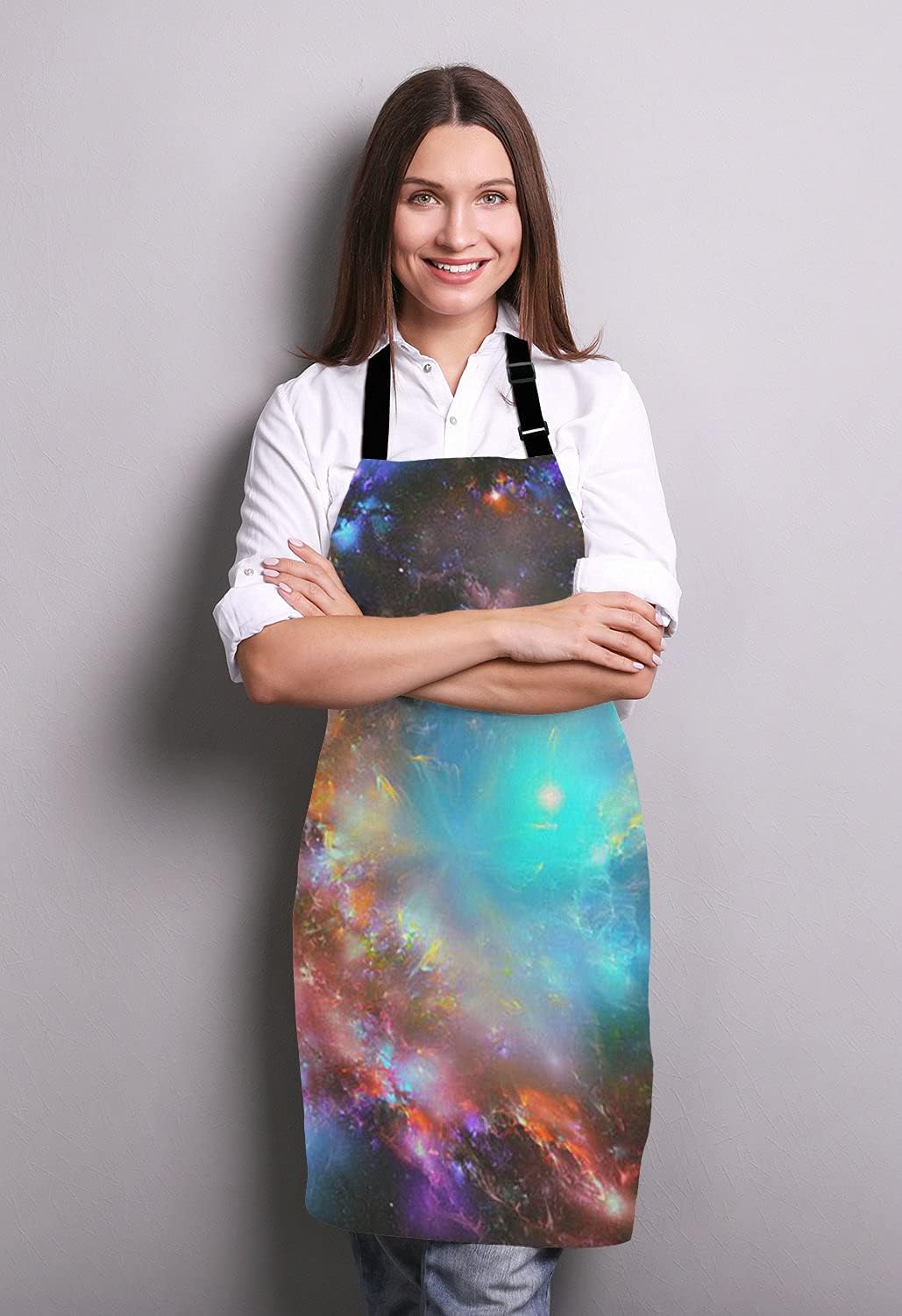 Galaxy Apron for Women and Men, Adjustable Kitchen Chef Apron for Cooking Baking - Cute Birthday, Anniversary, Mother's Day Apron Presents for Mom Wife Girlfriend Aunt Grandma