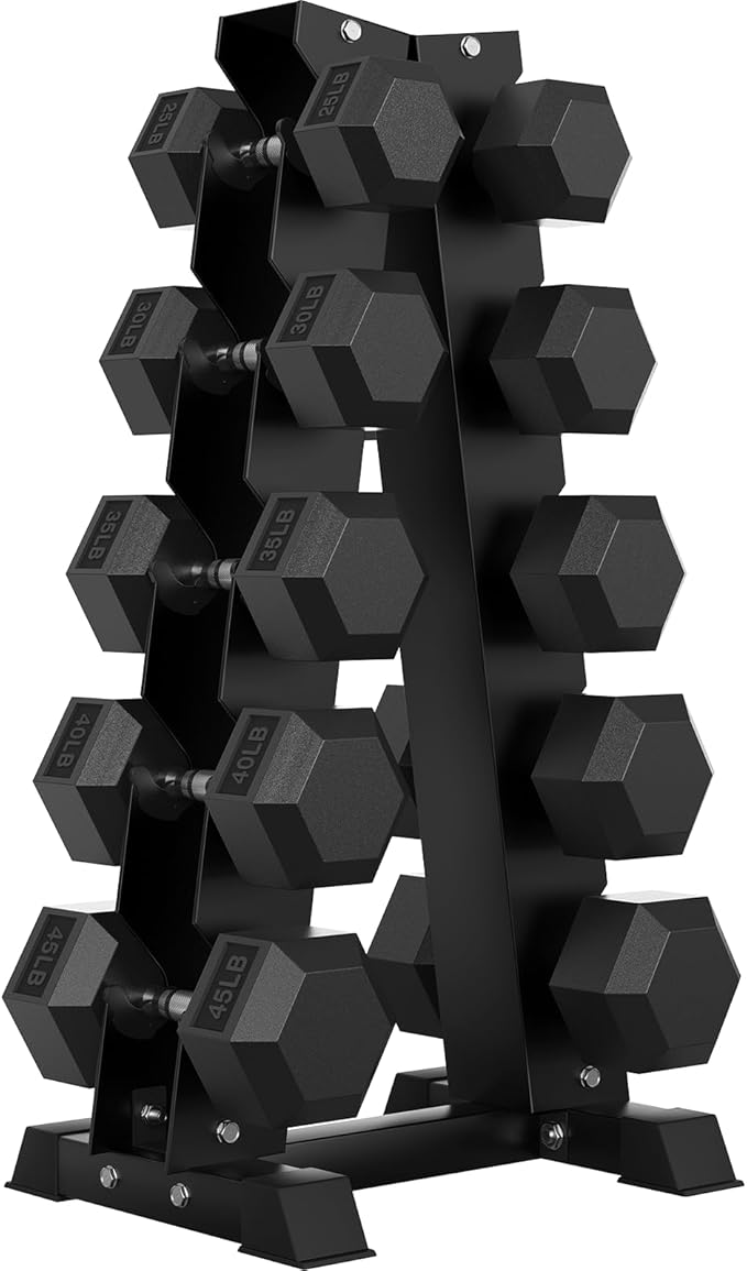 Hex Dumbbell Sets with Rack, 60-550 lb Rubber Encased Exercise & Fitness Dumbbells Set with Rack Option, Hand Weight for Strength Training, Weight Dumbbells