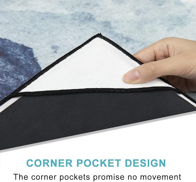 QiyI Yoga Mat Towel with Corner Pockets, Non Slip Sweat Absorbent Hot Yoga Towels, Soft Yoga Blankets with Travel Bag, Skidless Mat Cover for Workout, Gym, Fitness - 70"x26", Watercolor Mountain