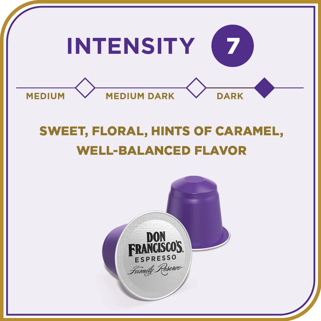 Don Francisco's Organico Espresso Pods: 40 Dark Roast Aluminum Capsules, Intensity 7, Compatible with Nespresso Original Line Machines - Bold Cuban-Style coffee with Caramel Notes
