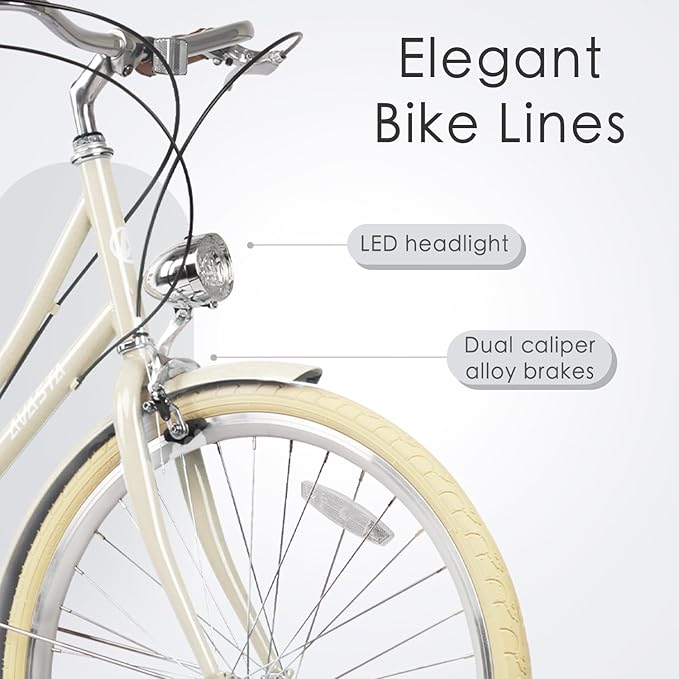 AVASTA Astrid Vela Hybrid Bike for Adult Women Female Lightweight Step Through 26 Inch High Tensile Steel Frame City Commuter Comfort Lady Bicycle, 6-Speed, Multiple Colors