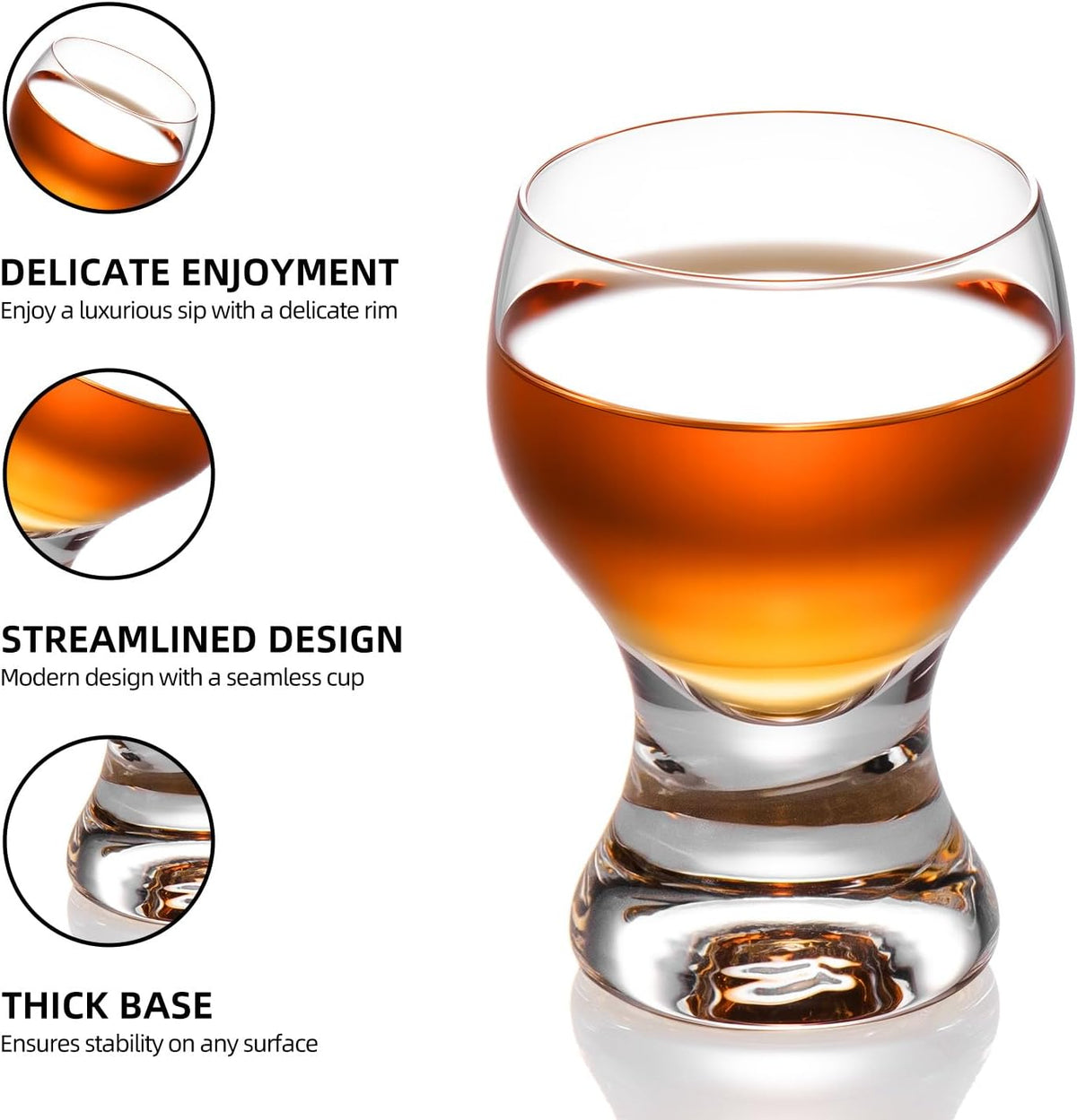 KAMMAK Shot Glasses Set of 2, 60ml/2oz Clear Espresso Shot Glass with Heavy Base for Bar Restaurants Home, Small Whiskey Shot Glass for Vodka, Whiskey, Tequila