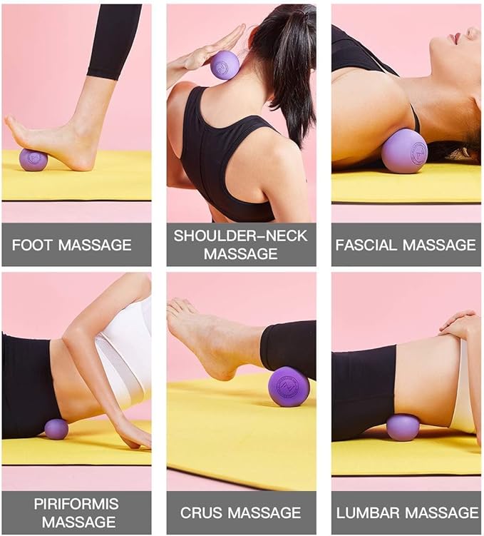 Massage Lacrosse Balls for Myofascial Release, SGS Certification, Massage Deep Tissue for Back and Shoulder, Trigger Point Therapy, Muscle Knots, Relieving Muscle Pain, Yoga Ball for Feet