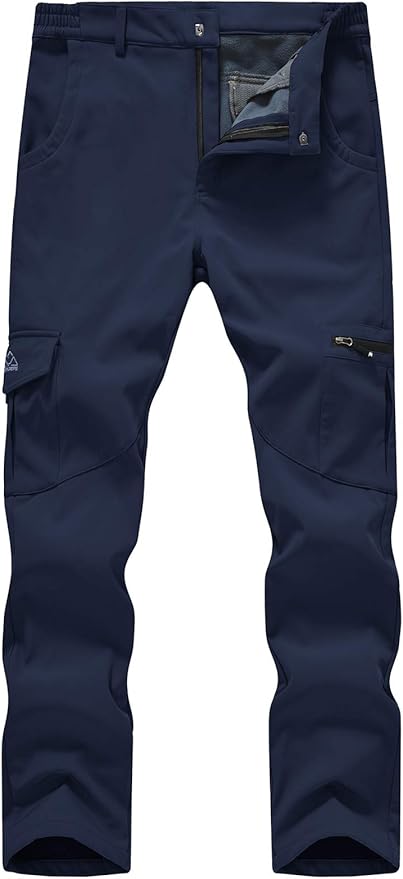 TBMPOY Men's Snow Ski Fleece Lined Hiking Pants Waterproof Winter Snowboard Warm Outdoor Insulated Pants Windproof