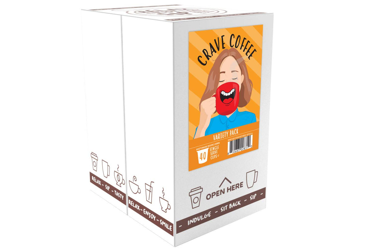 Crave Beverages Flavored Coffee Pods Sampler, Compatible with 2.0 K-Cup Brewers, Assorted Variety Pack, 40 Count (Pack of 1)