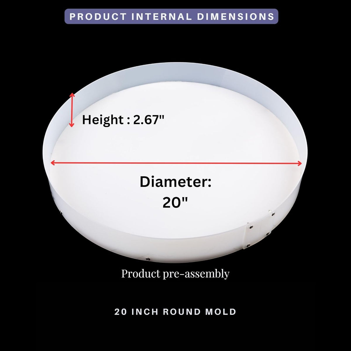 Resin Mold Large Round Deep -Kalinta 20inch Reusable Epoxy Round Molds for Resin Clock, Serving Tray Board, End Table，Floral Preservation Bouquet