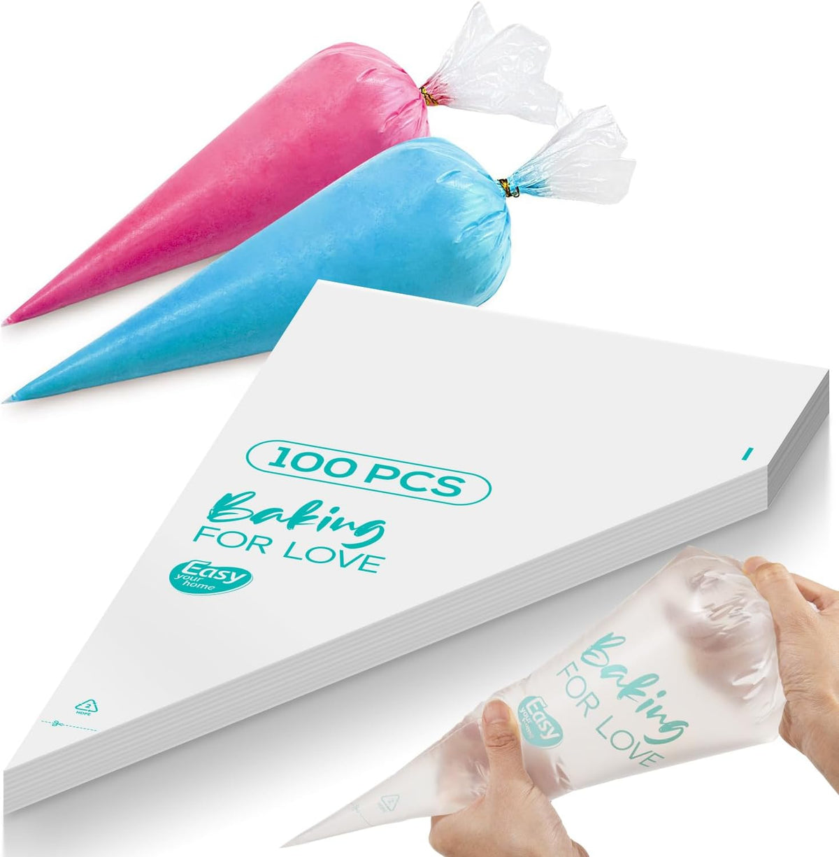 16 Inch Thick Disposable Piping Bags, 100PCS Anti Burst Pastry Bags for Cake Decorating Cream Frosting and Baking Supplies, Tipless Piping