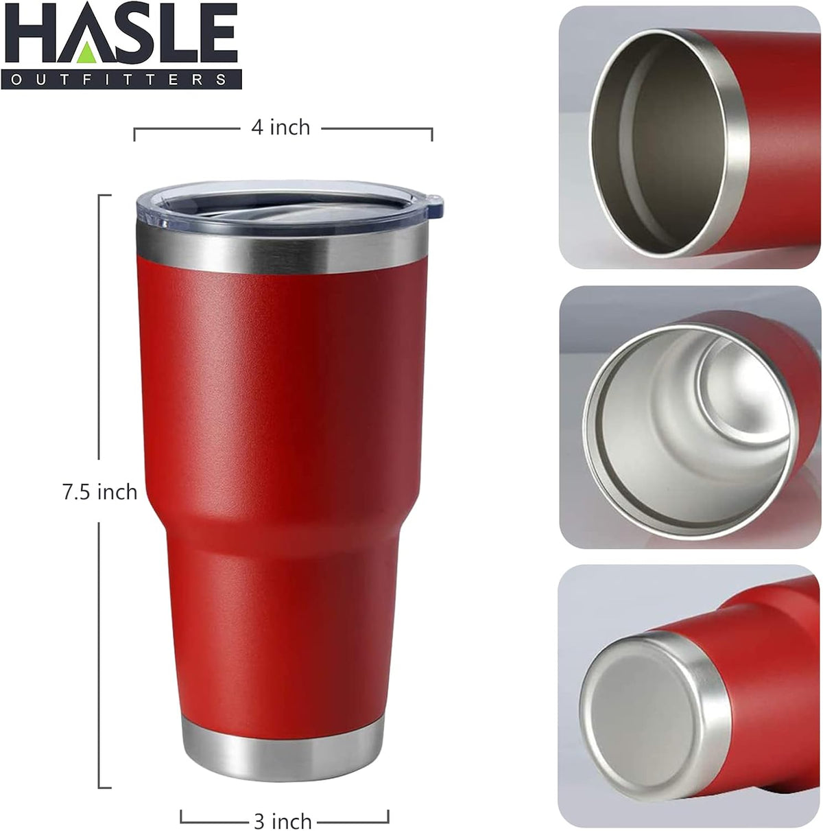 HASLE OUTFITTERS 30oz Stainless Steel Tumbler, Double Wall Vacuum Insulated Travel Mug Tumbler, Durable Insulated Coffee Mug, Gift Box Set (Red, 8)