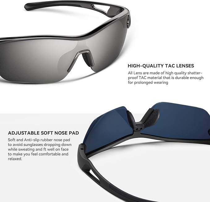 BEACOOL Polarized Sports Sunglasses for Men Women Youth Baseball Cycling Running Fishing Golf Motorcycle TAC Glasses UV400