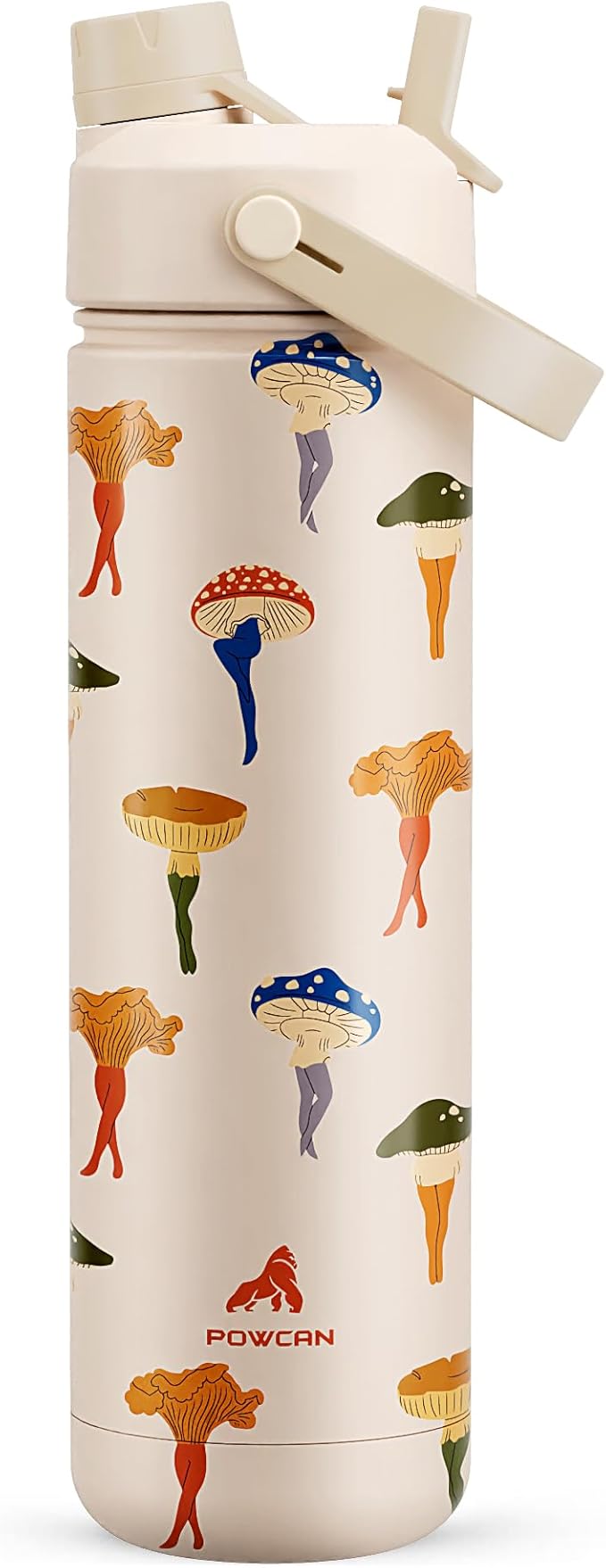 26 oz Insulated Water Bottle with 2-in-1 Straw and Spout Lid, Keep Cold 24H, Leak-Proof, Fits in Car Cup Holder, Stainless Steel Water Bottle for Sports, Travel, Gym, and School (Mushie Muse)