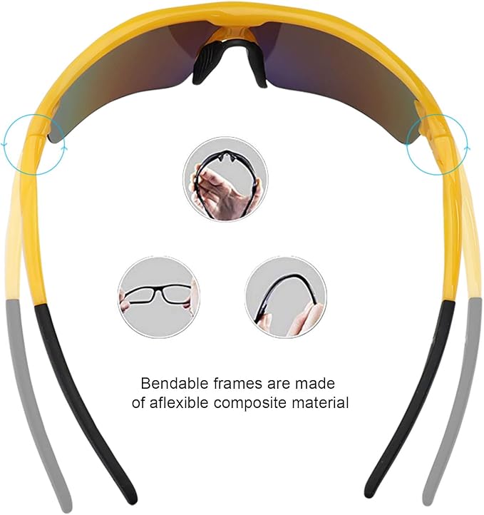 BangLong Polarized Sports Sunglasses Cycling Sun Glasses for Men Women with 5 Interchangeable Lenes for Running Baseball Golf