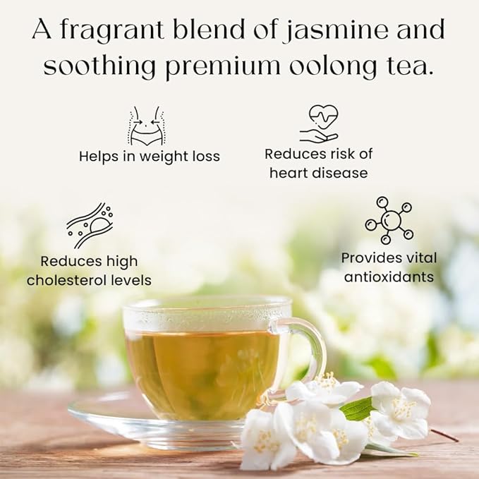 Blendart Jasmine Oolong Tea bags 100 Count | Oolong tea bags for weight loss | Premium High Mountain Oolong Tea leaves | Naturally Caffeinated Tea | Flower Scented Tea | Pyramid Tea bags