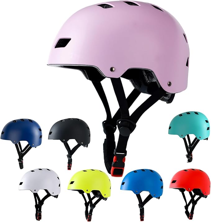 Bike Helmet 3 Sizes for Teenager Kids Youth Adults,Bavilk Skateboard Helmet Adjustable Multi-Sport Bicycle Cycling Scooter Roller Skate Inline Skating Rollerblading for Girls Boys Women Men Teen