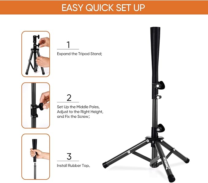 Baseball Softball Tee for Kids Toddles 3-10 Years Batting Hitting Tee T Ball Set Stand for Baseball Trainer Easy Adjustable Height 20.5''-29.5''Portable w/Carry Bag for Indoor Outdoor