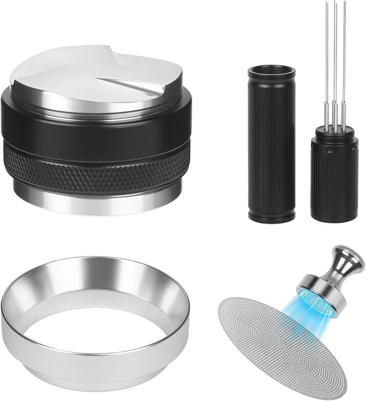 58mm Espresso Tools – Coffee Distributor and Tamper Leveler, WDT Tool, Magnetic Dosing Funnel and Puck Screen with Remover, Espresso Accessories Kit Fits 58mm Portafilters and Espresso Machines