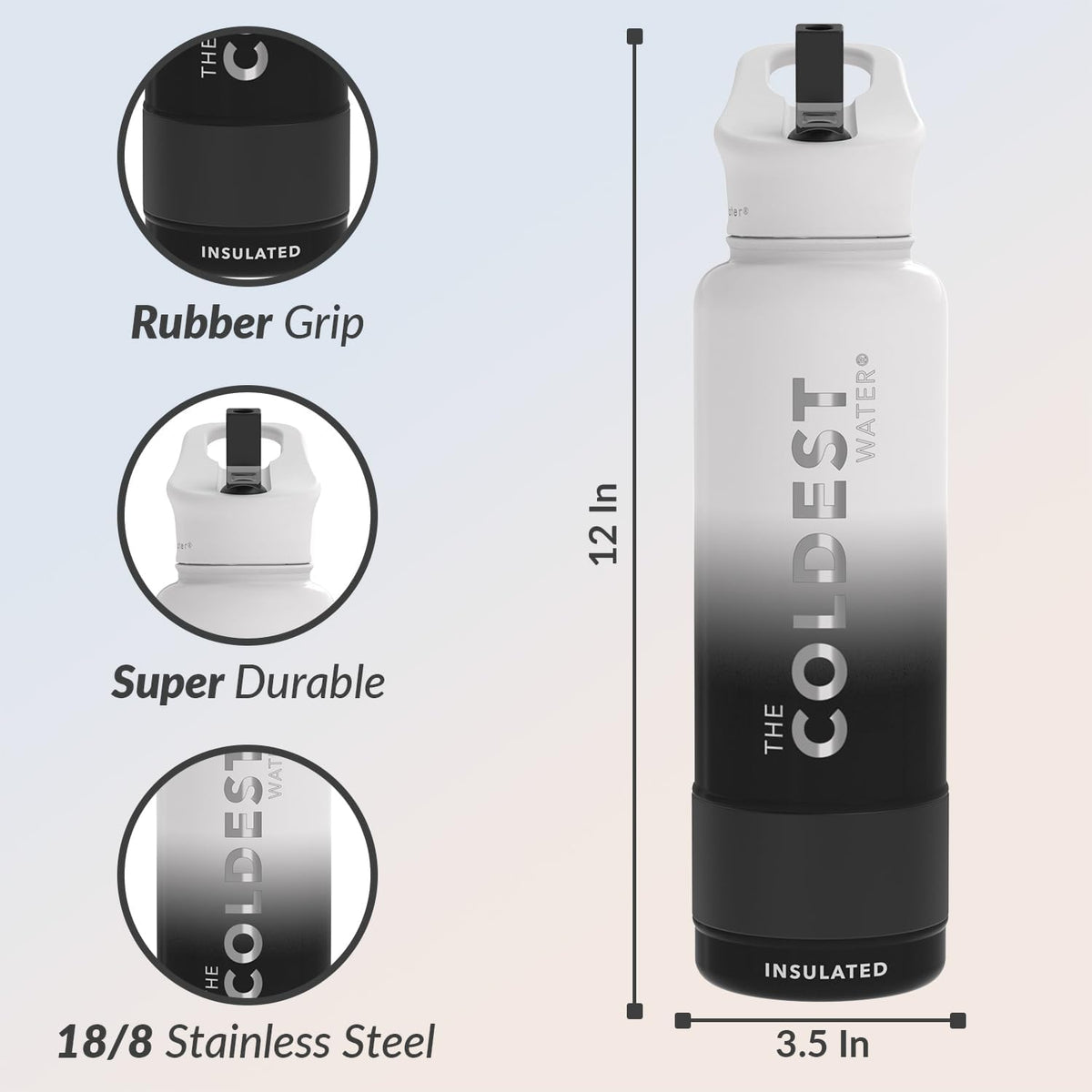 Coldest Insulated Water Bottle with Straw Lid - Stainless Steel Metal Insulated Bottle for Men & Women (Hyperspace White, 40 oz)