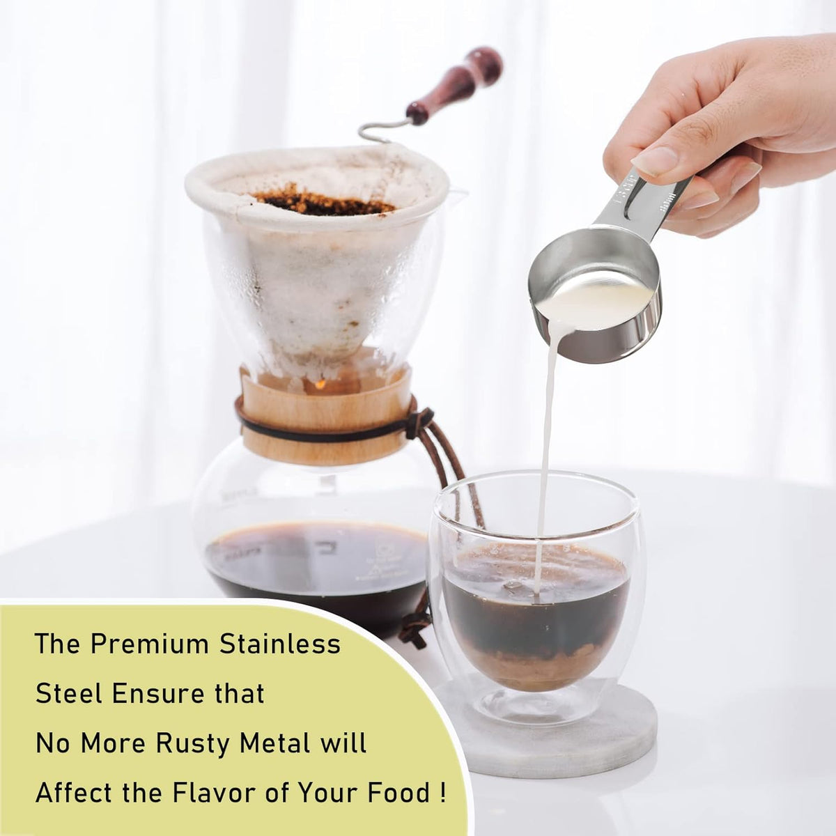1PCS 1/3Cup (80ml, 2.7oz) Single Measuring Cup, Stainless Steel Measure Scoop, Metric and US Measurement, Dishwasher Safe