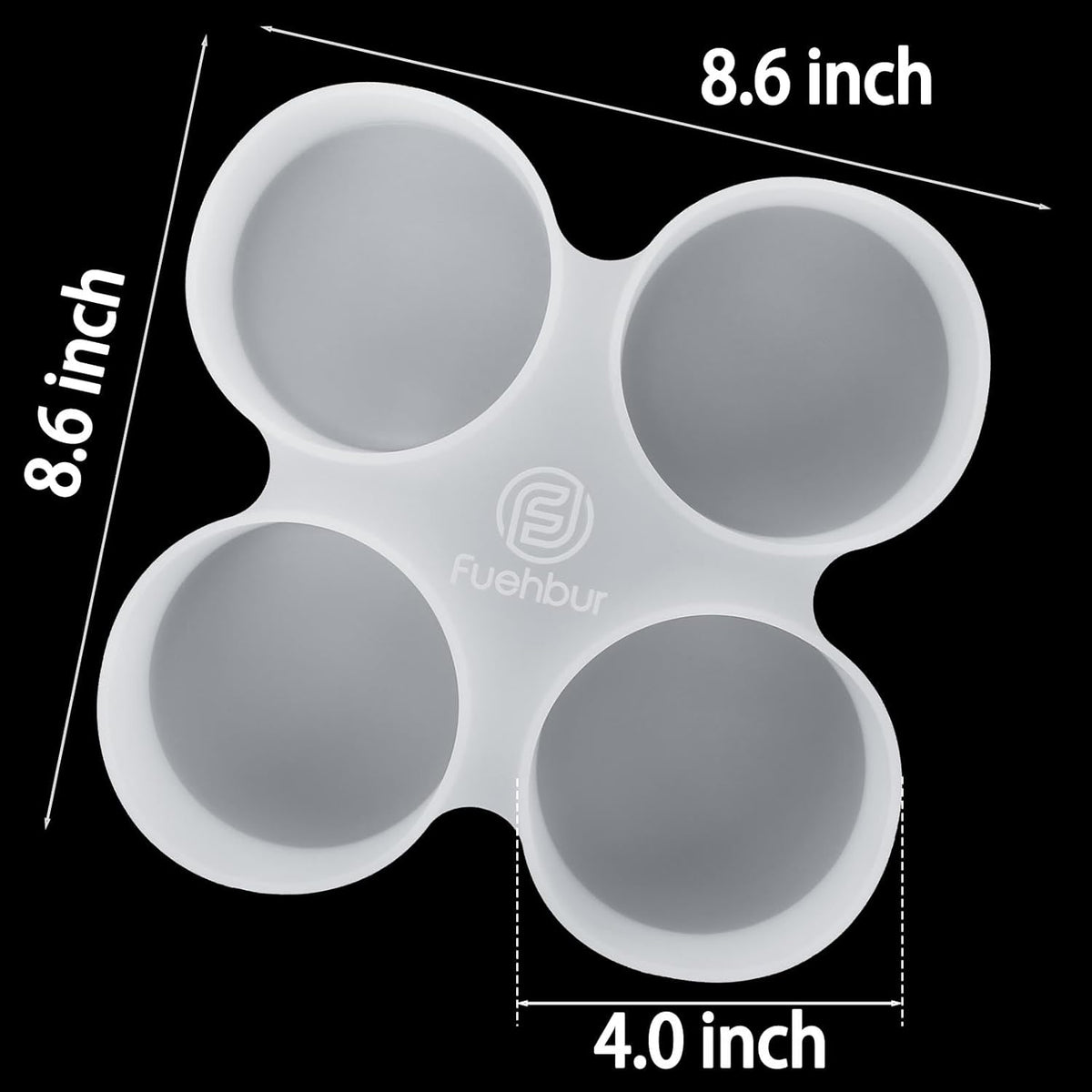 【300+ Design Optional】 Fuehbur 4 inch 4-Circles Car Freshie Mold, Four-Circle Round in 4 Cavity Silicone Soap Resin Molds, Super-Large Mould
