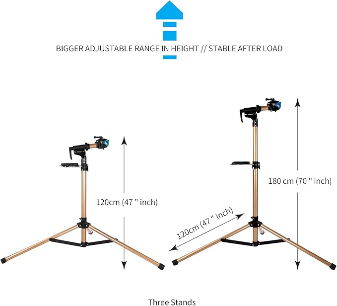 Bike Repair Stand -Shop Home Bicycle Mechanic Maintenance Rack，bike rack (golden（three legs）)