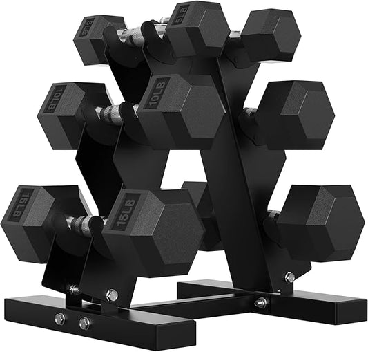 Hex Dumbbell Sets with Rack, 60-550 lb Rubber Encased Exercise & Fitness Dumbbells Set with Rack Option, Hand Weight for Strength Training, Weight Dumbbells