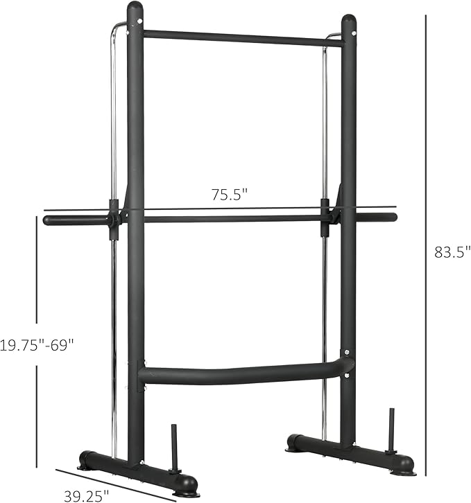 Soozier Squat Rack with Pull-Up Bar, Adjustable Power Rack with Barbell Bar, Multi-Functional Bench Press Rack for Home Gym Strength Training