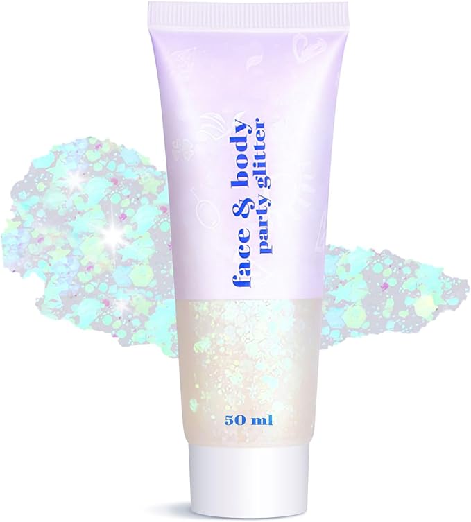 Body Face Glitter Makeup for Kids Women, Sparkly Chunky Hair Glitter, Mermaid Birthday Decorations Rave Outfits for Women (Mermaid Glitter)