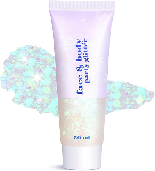 Body Face Glitter Makeup for Kids Women, Sparkly Chunky Hair Glitter, Mermaid Birthday Decorations Rave Outfits for Women (Mermaid Glitter)