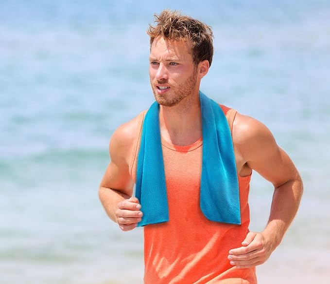 4 Pack Cooling Towels 40" x 12" - Instant Cooling Relief for Golf, Fitness, Camping, Hiking, Yoga, Pilates - Premium Quality, Portable Design