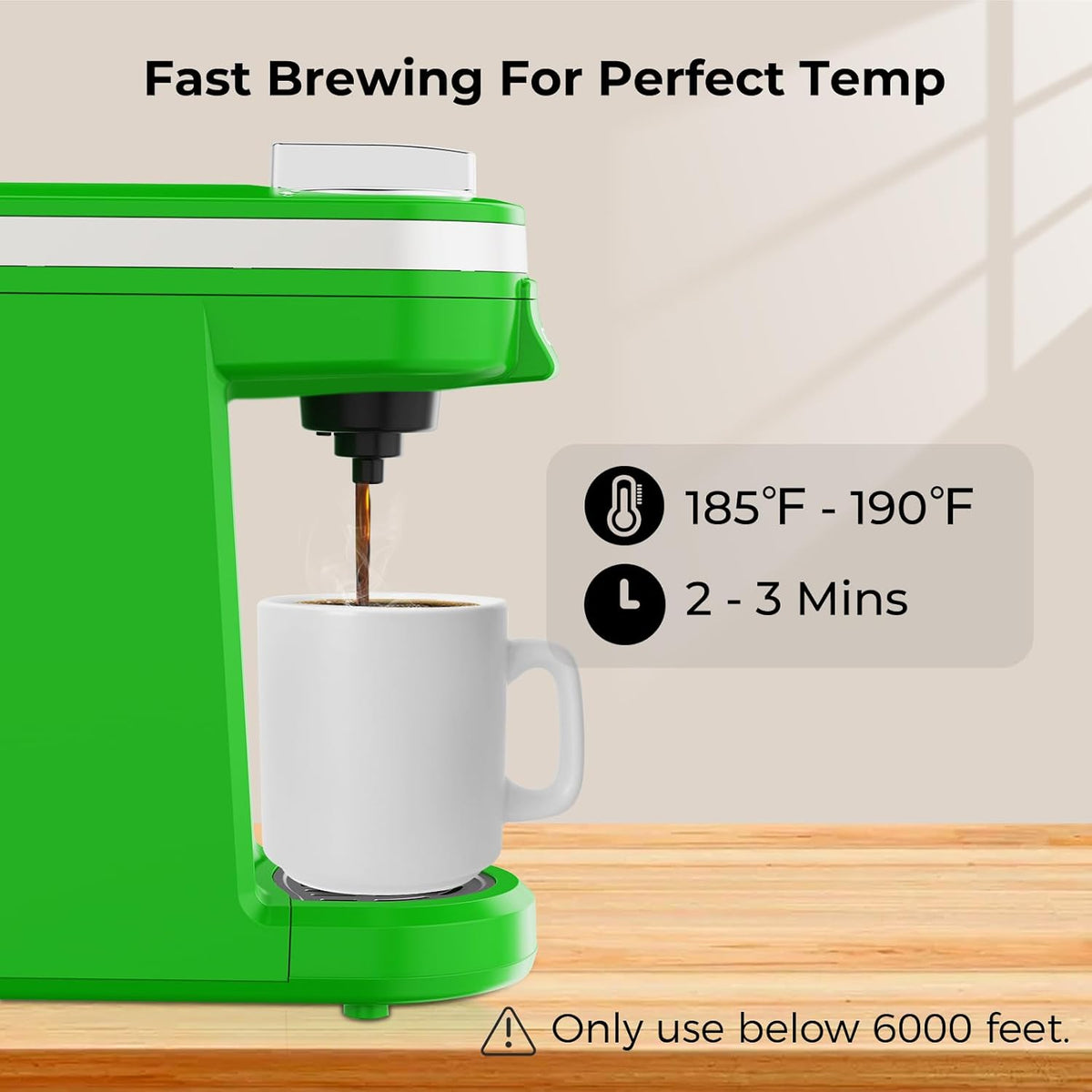 CHULUX Single Serve Coffee Maker, Small Single Cup Coffee Maker for K pod and Ground Coffee, Green