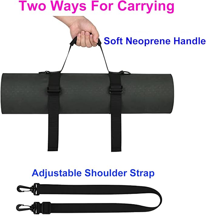 WISDING Yoga Mat Strap, Portable Yoga Mat Sling, Picnic Blanket Strap with Adjustable Shoulder Strap & Handle for Festivals Picnics Camping Motorcycle Bedroll Pilates
