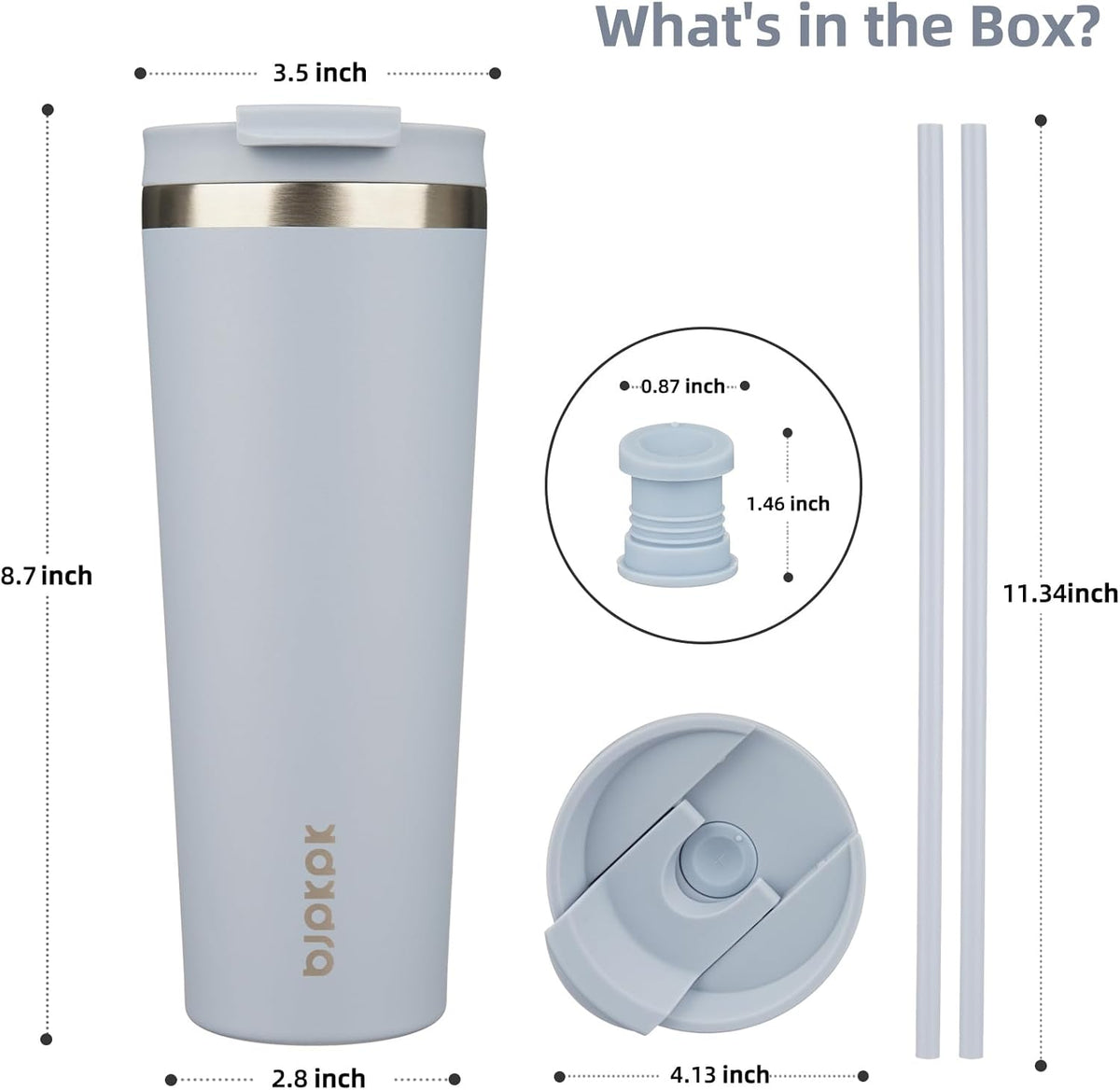 BJPKPK 26oz Stainless Steel Insulated Tumbler With lid And Straw Travel Coffee Thermal Tumblers Cup For Women And Men,Modern Blue
