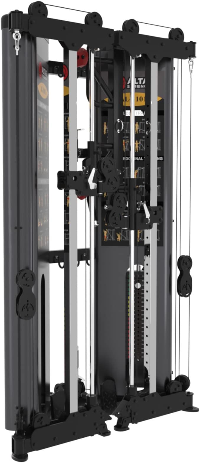 Altas Strength Folding Home Gym Smith Machine with Pulley System Gym Squat Rack Weight Bar Upper Body Strength Training Leg Developer Commercial Fitness Equipment Included Accessories 3101