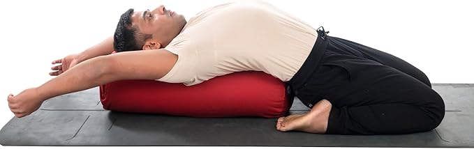 Yogikuti Iyengar Yoga Bolster for Restorative Yoga and Meditation – Lightweight Cotton Support Pillow with Handle for Easy Carry, Versatile for Pose Modification, Balance, Back Relief, and Relaxation