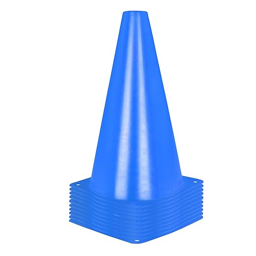 Alyoen 9 inch Traffic Cones, Plastic Sport Cones, Blue Soccer Training Cones for Outdoor Activity & Festive Events (Sets of 10/15/ 20)