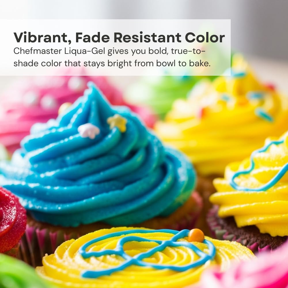 Chefmaster Ivory Liqua-Gel® Food Coloring | Vibrant Color | Professional-Grade Dye for Icing, Frosting, Fondant | Baking & Decorating | Fade-Resistant | Easy-to-Use | Made in USA | 2.3 oz