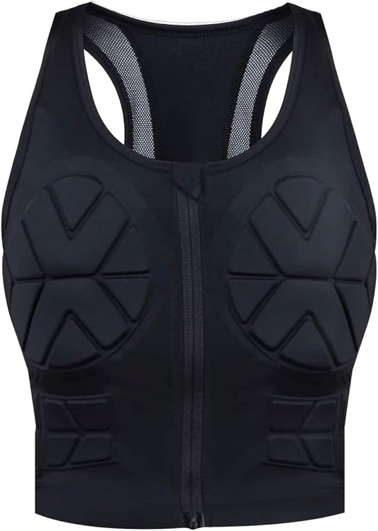 Z1 Impact Vest for Women, Front Zip Padded Compression Vest for Sports, Karate, Football, Breast and Rib Protection