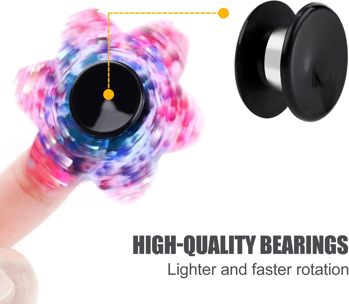 20 Pack Fidget Spinner Bearing and Cap Replacement Set, Chrome Steel Bearing Balls, High Speed 13mmx7mmx4mm Bearings Single Sealed Small Bearings for Fidget Spinner