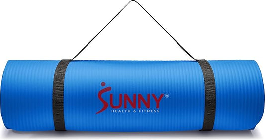 Sunny Health & Fitness Non-Slip Yoga Mat – Durable, Anti-Tear, Lightweight, Cushioned Support for Yoga, Pilates, Stretching Exercises, Meditation and Floor Workouts | Multiple Sizes & Colors