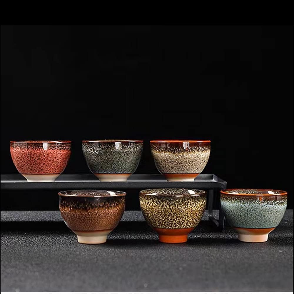 Better-Love 6PCS Handmade Ceramic Espresso/Tea/Sake Cup Gift Set (2.5oz) - 6 Colors, Chinese Pottery Teacups & Japanese Style Cups