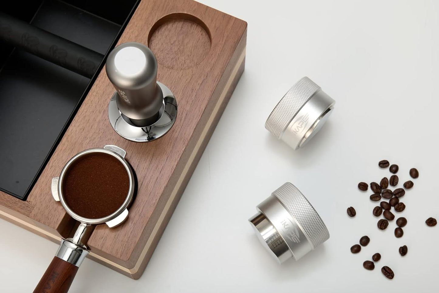 IKAPE Coffee Products, 49MM Coffee Distributor, Gravity Adaptive Espresso Distributor Fits All 49MM Espresso Portafilter(Silver)