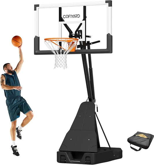 Basketball Hoop Outdoor with 44/54 Inch Shatterproof Backboard, 5.25-10FT Height Portable Basketball Hoop with Sandbag, Adjustable Basketball Goal System